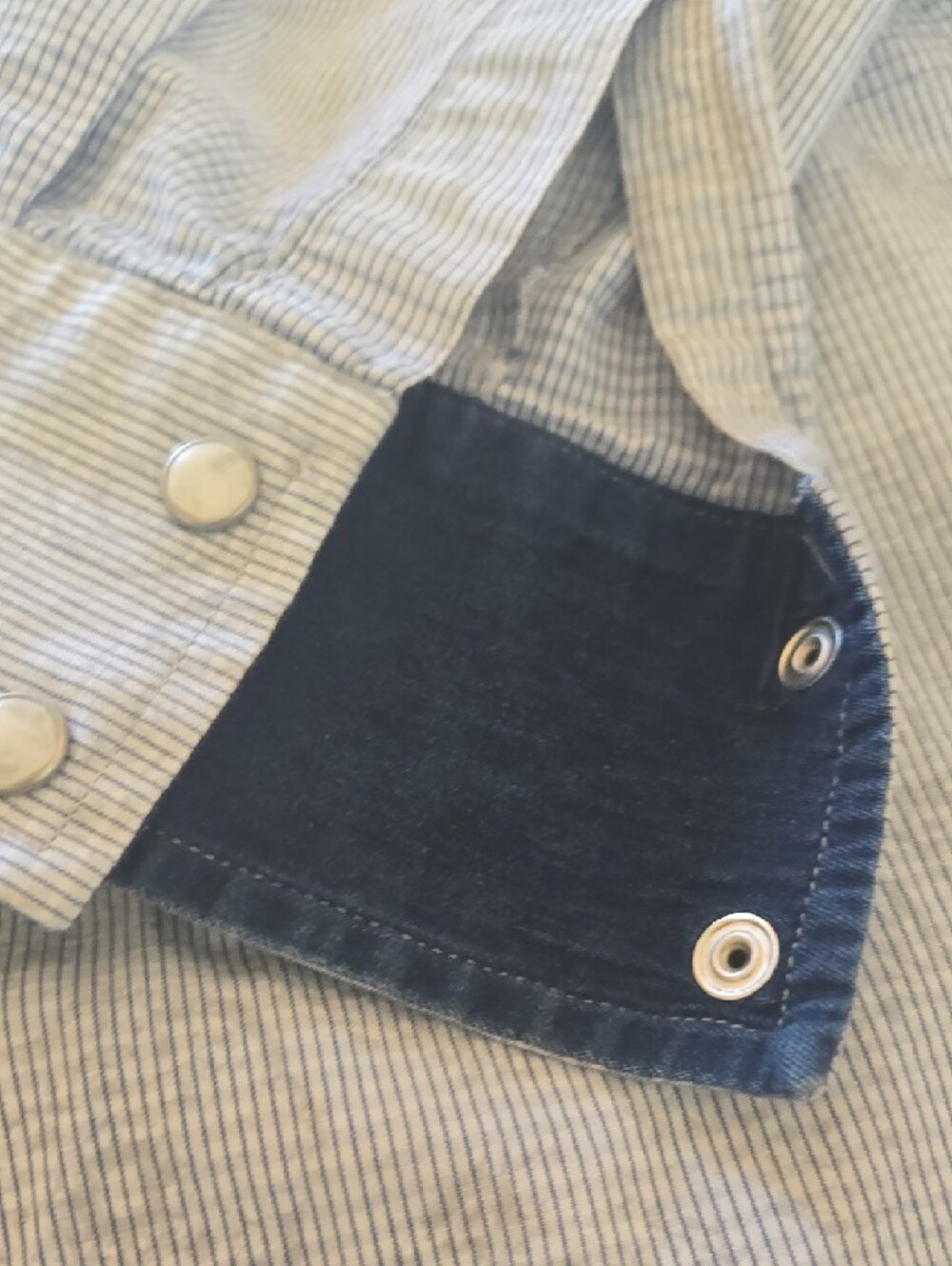 Wrangler Light Blue Check Button-Down Shirt with Dark Blue Accents - Picture 7 of 15
